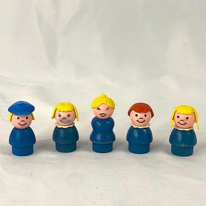 Lot of 5 Vintage Fisher-Price Little People - Wood Body/Plastic Head